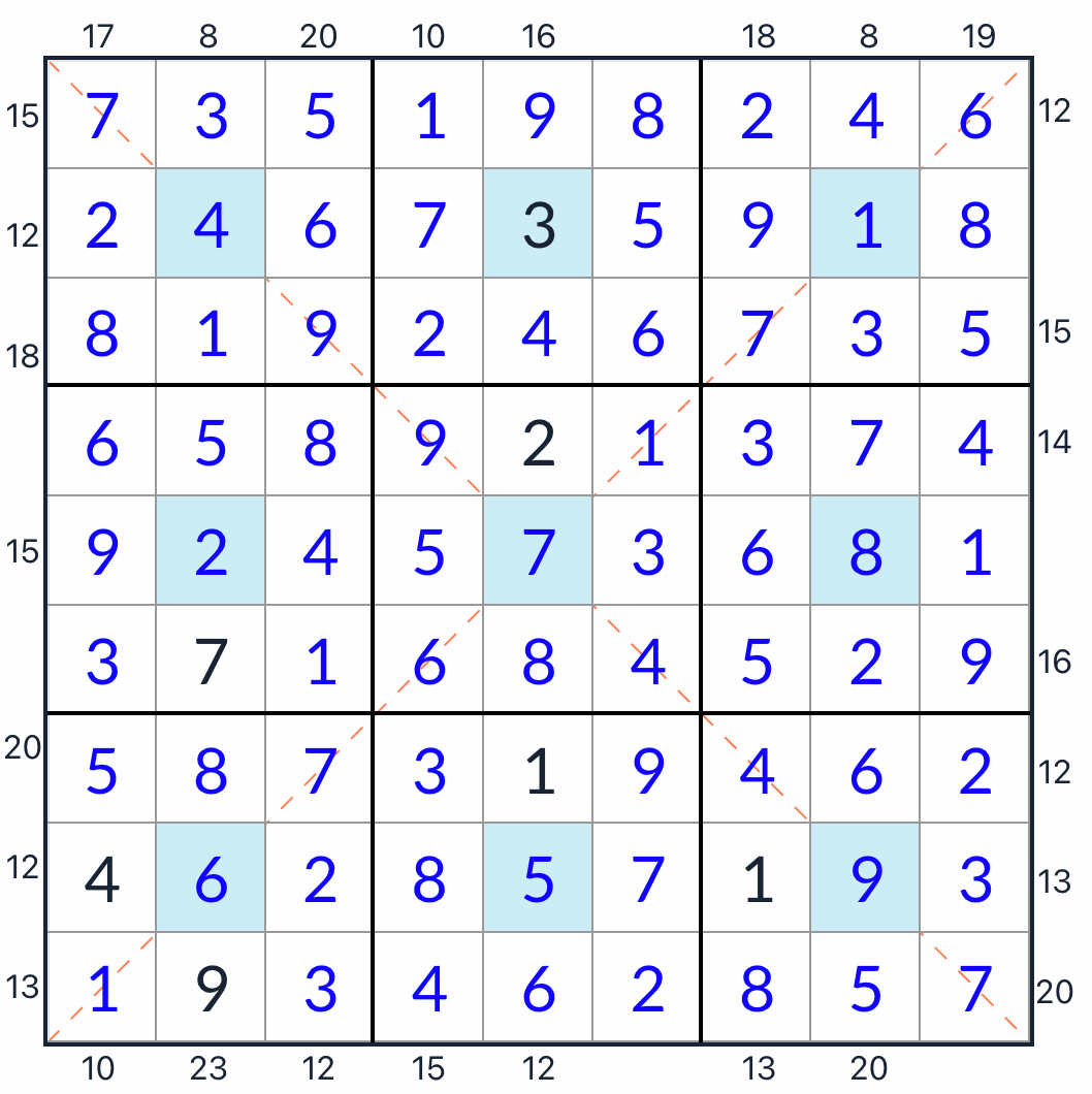 反对角线中心点边框和数独答案